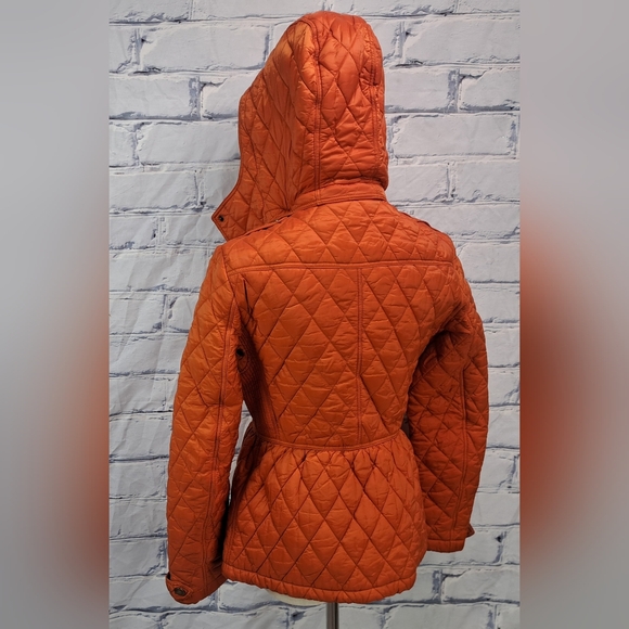 Burberry Women's Diamond Quilted Jacket with Hoodie Orange Sz Small - Picture 5 of 15
